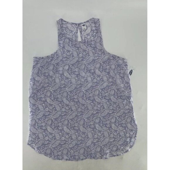 NWT Old Navy Floral Periwinkle Blouse Sleeveless Racerback Top Sz M Lightweight - Picture 3 of 11